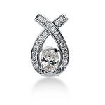 Oval shaped diamond pendant in 14kt white gold