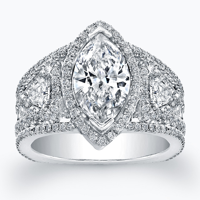 marquise cut diamond wedding engagement ring with round diamonds